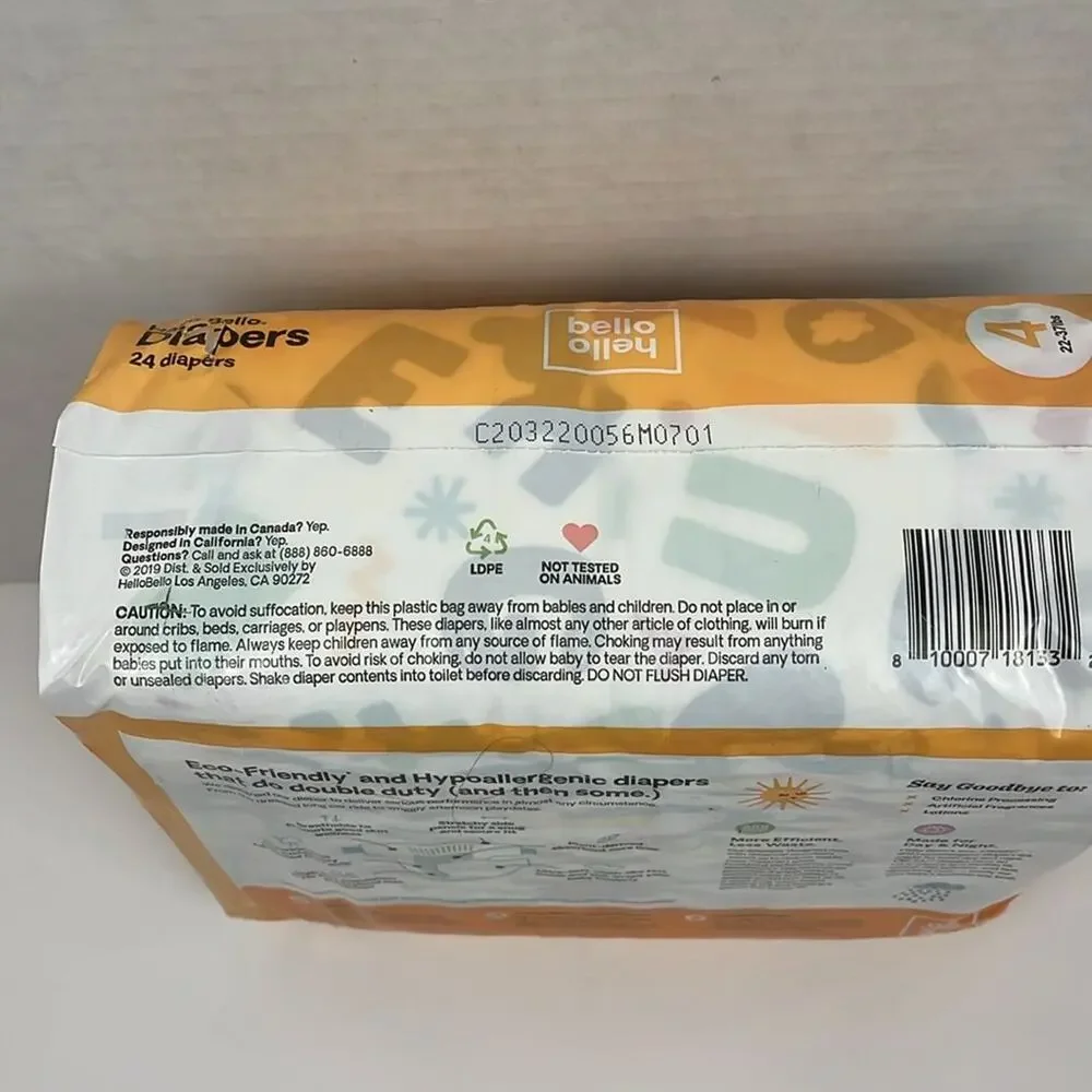 Hello Bello Diapers 24 Count Size 4 + Pampers Multi-Use Wipes 56 Count